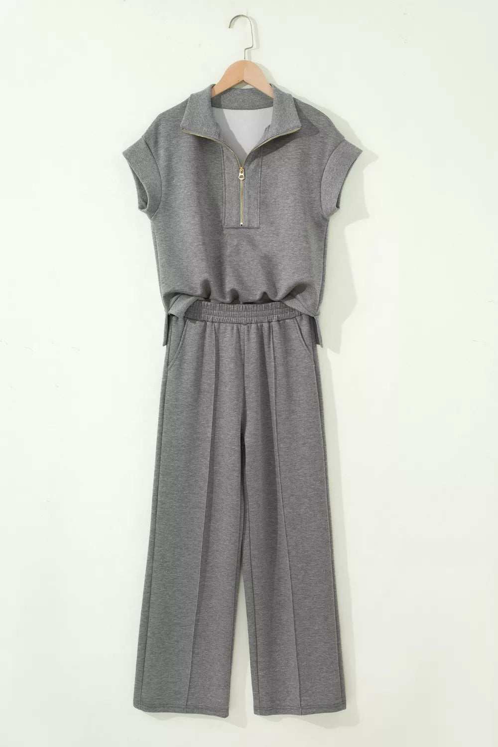 Half Zip Polo Tee Casual Pant Set