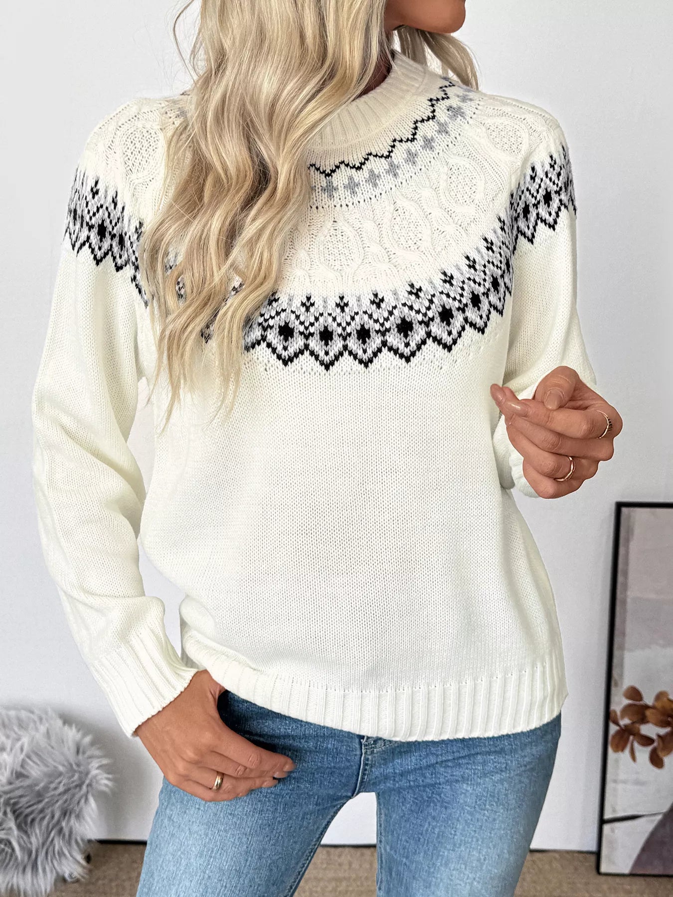 Fair Isle Pattern Round Neck Sweater