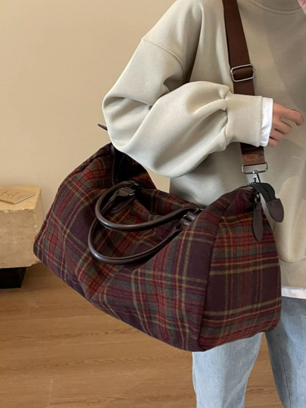 Vintage Plaid Pattern Travel Bag
