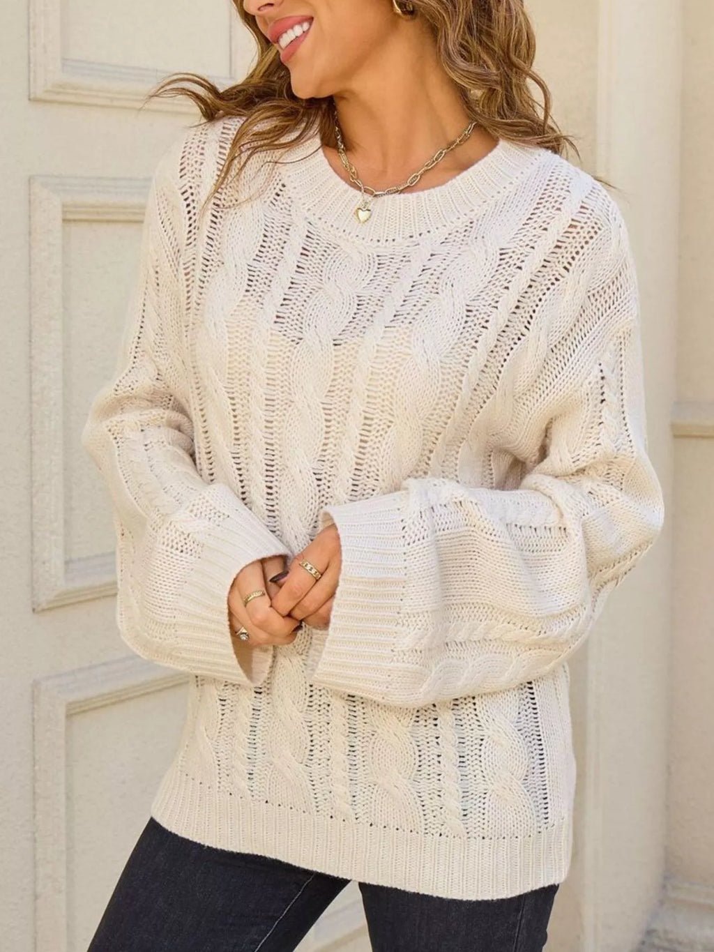 Cable Knit Long Sleeve Sweater