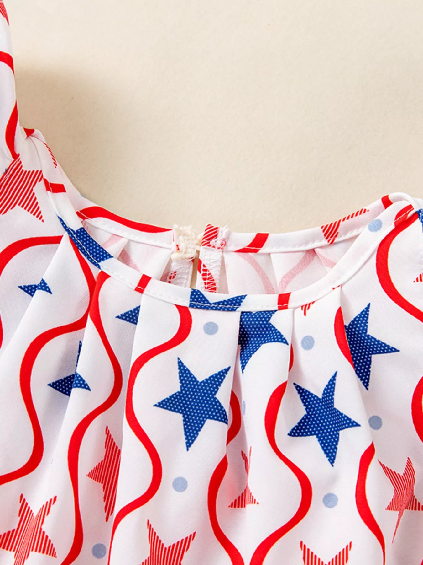 Children's Patriotic Star Print Ruffle Sleeve Dress