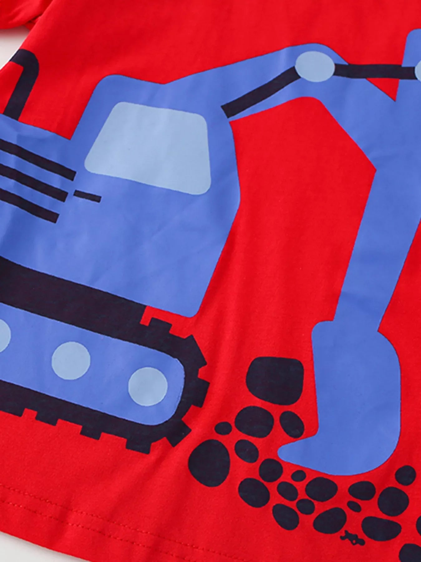 Children's Cartoon Excavator Print Short Sleeve T-Shirt