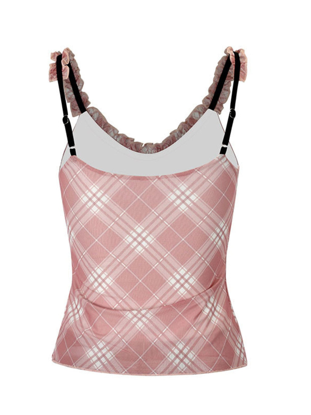 Plaid Ruffle Trim Cami