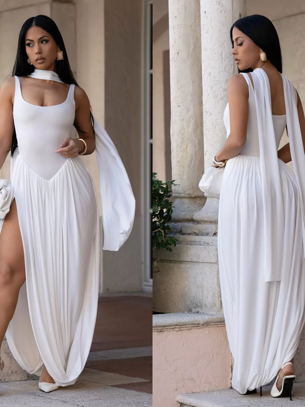 Scoop Neck Slit Maxi Dress