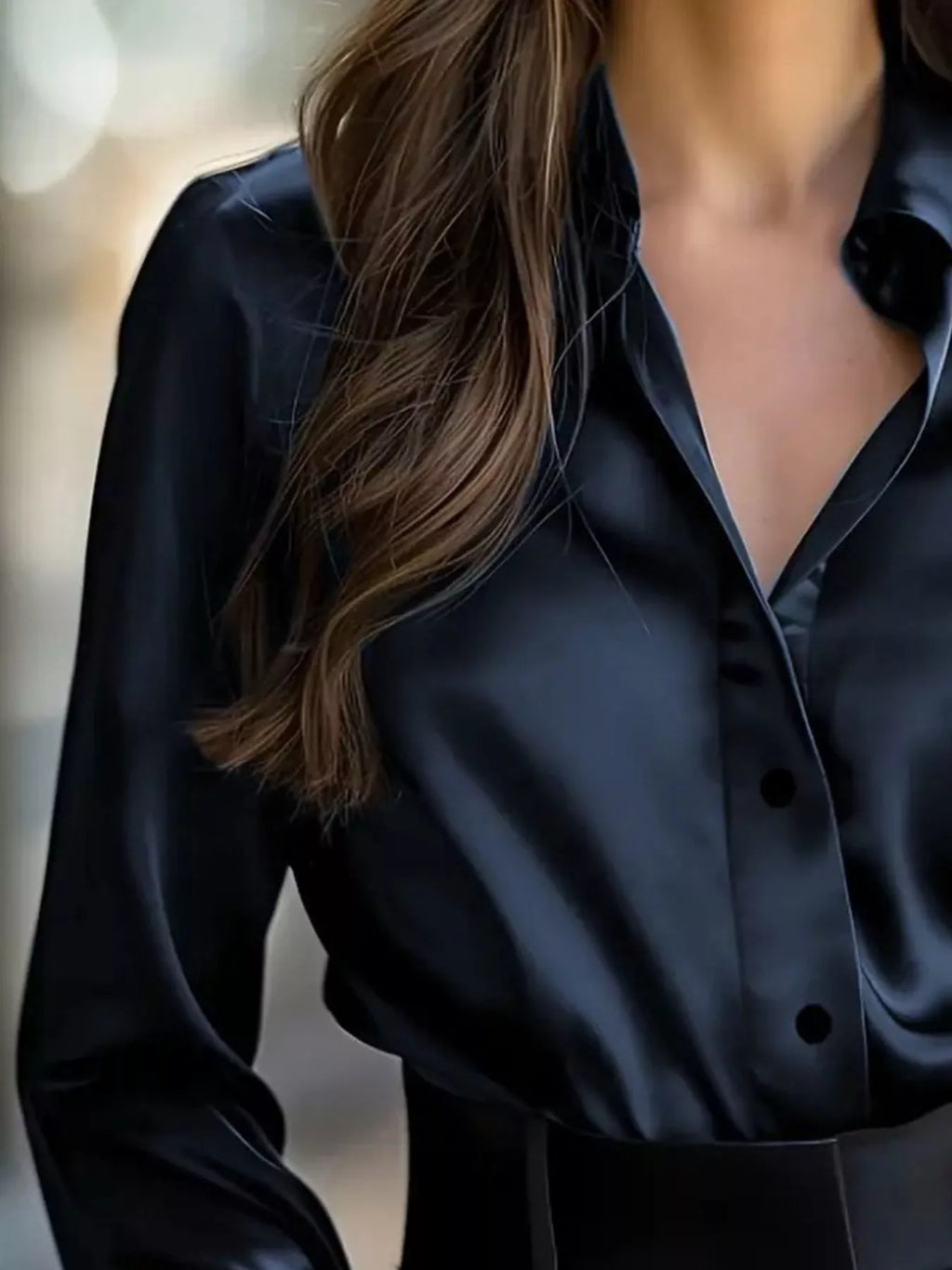 Button Down Collared Neck Long Sleeve Shirt