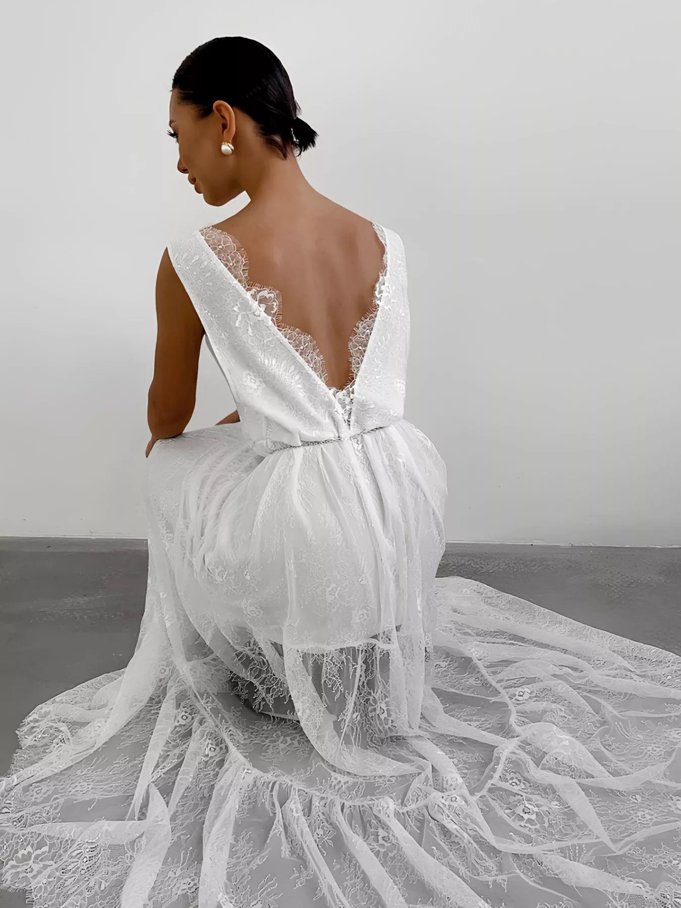Lace Deep V-Neck Maxi Dress