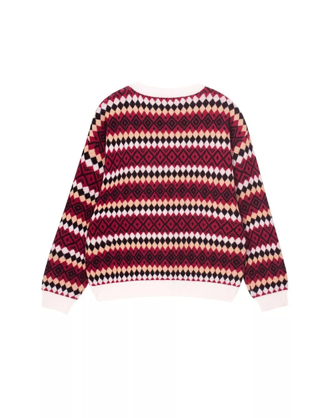 Geometric Pattern Round Neck Sweater