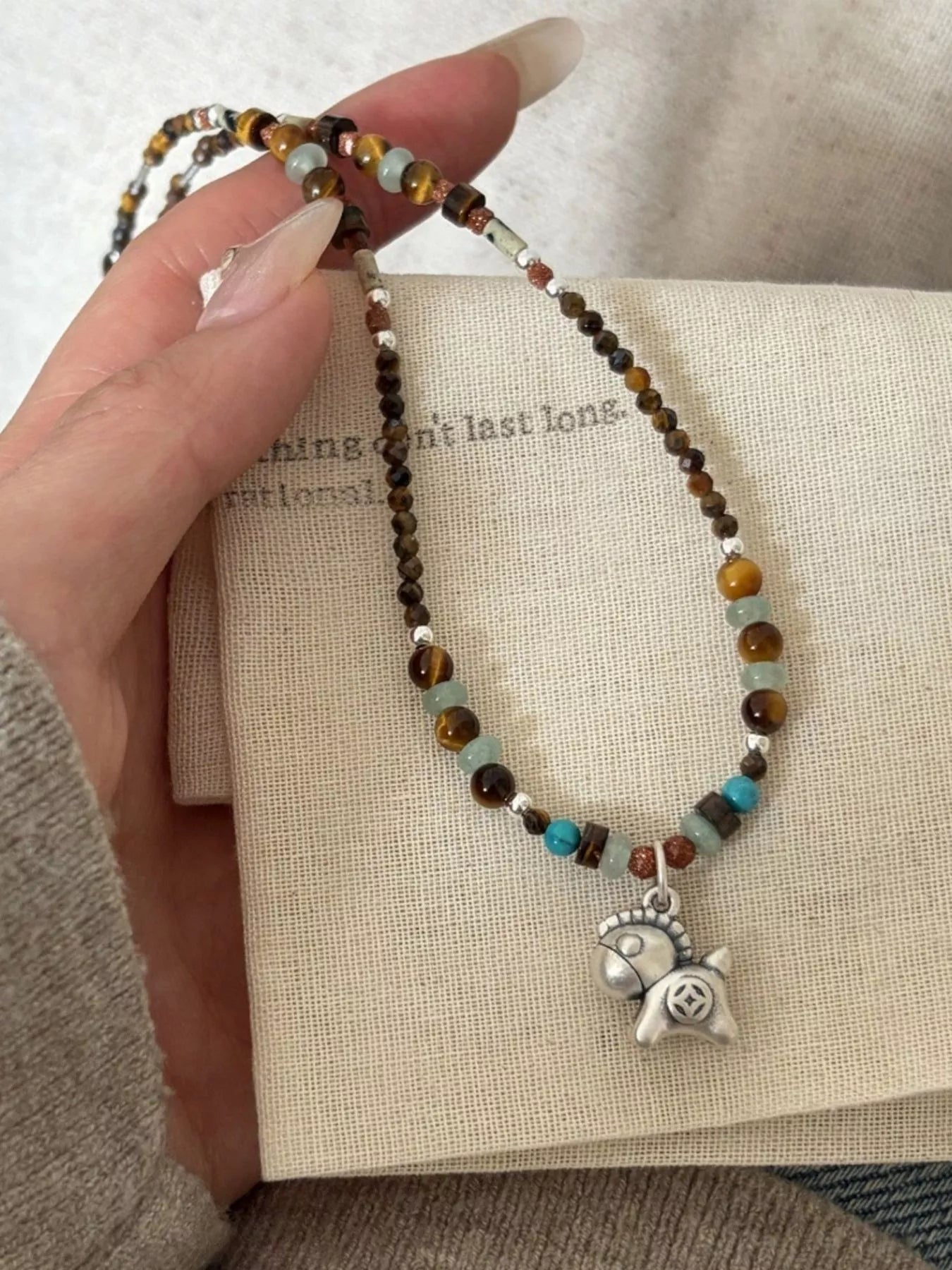 Beaded Horse Pendant Necklace
