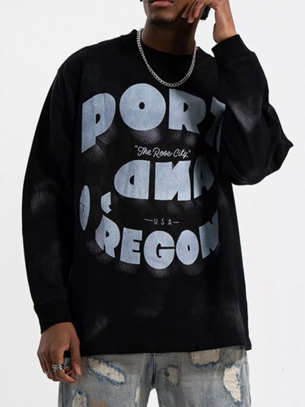 Men's Graphic Round Neck Long Sleeve T-Shirt