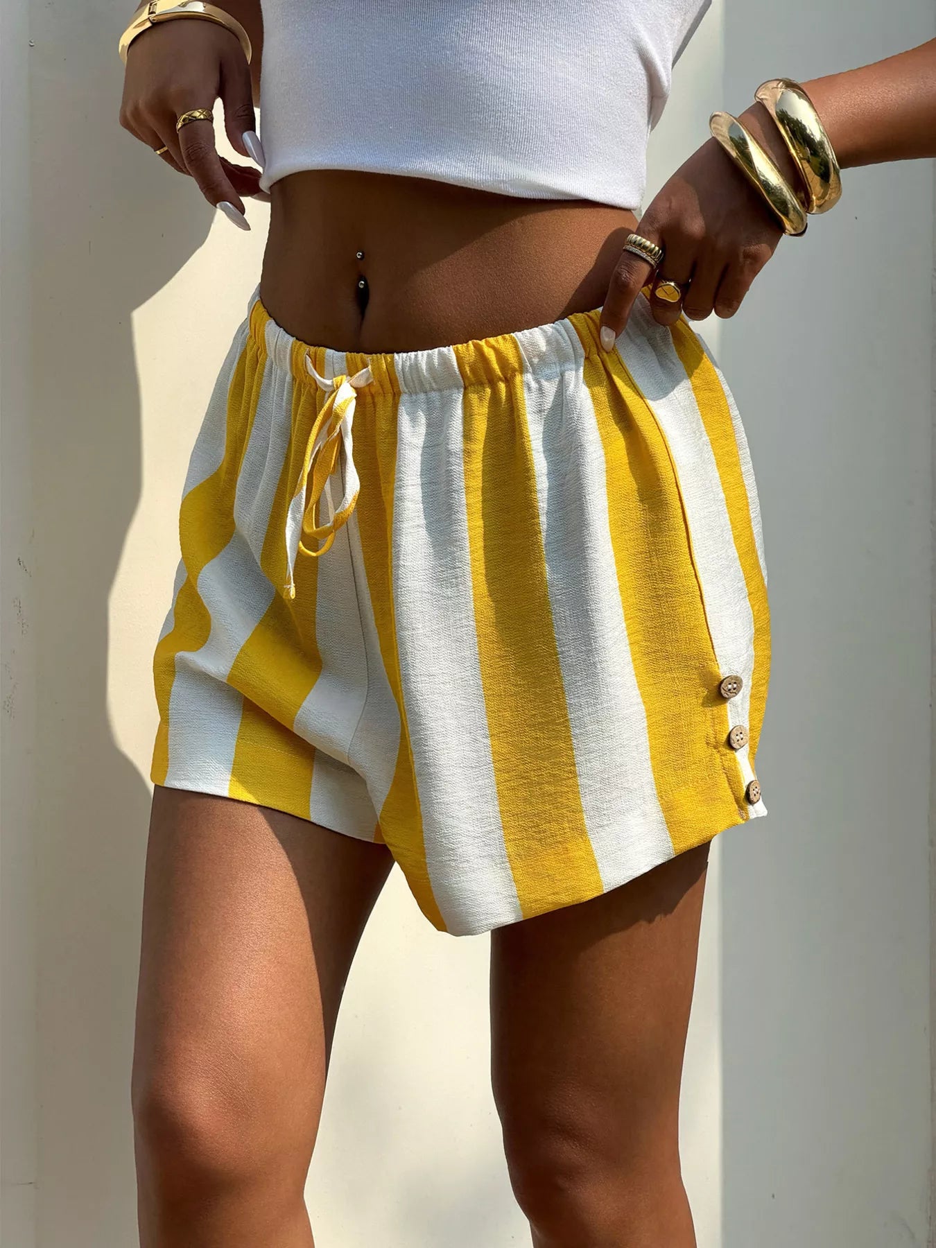 Drawstring Striped Shorts