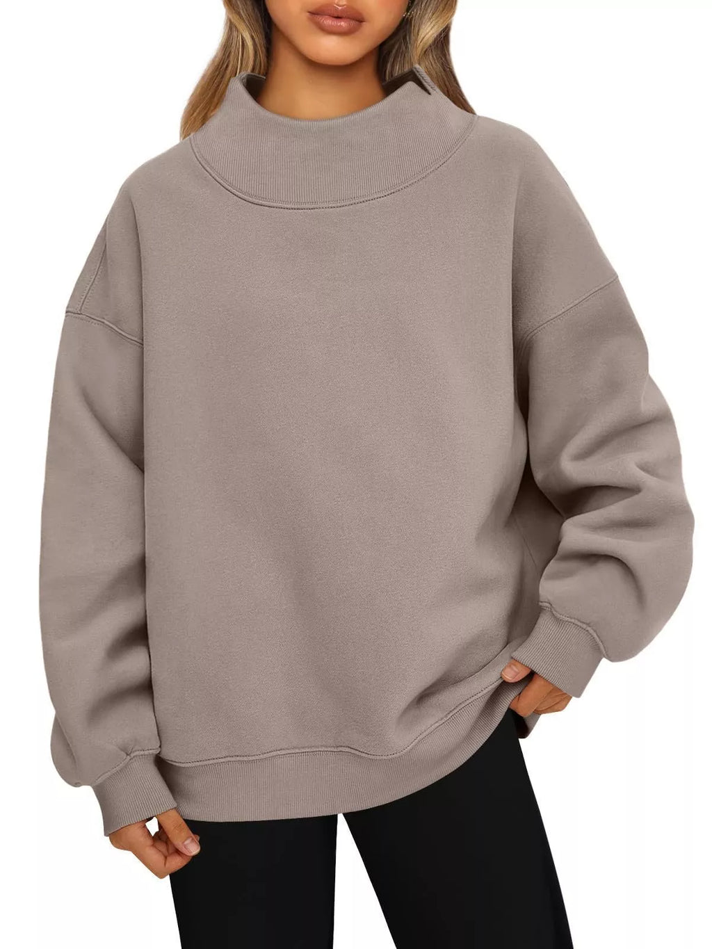 Mock Neck Dropped Shoulder Sweatshirt