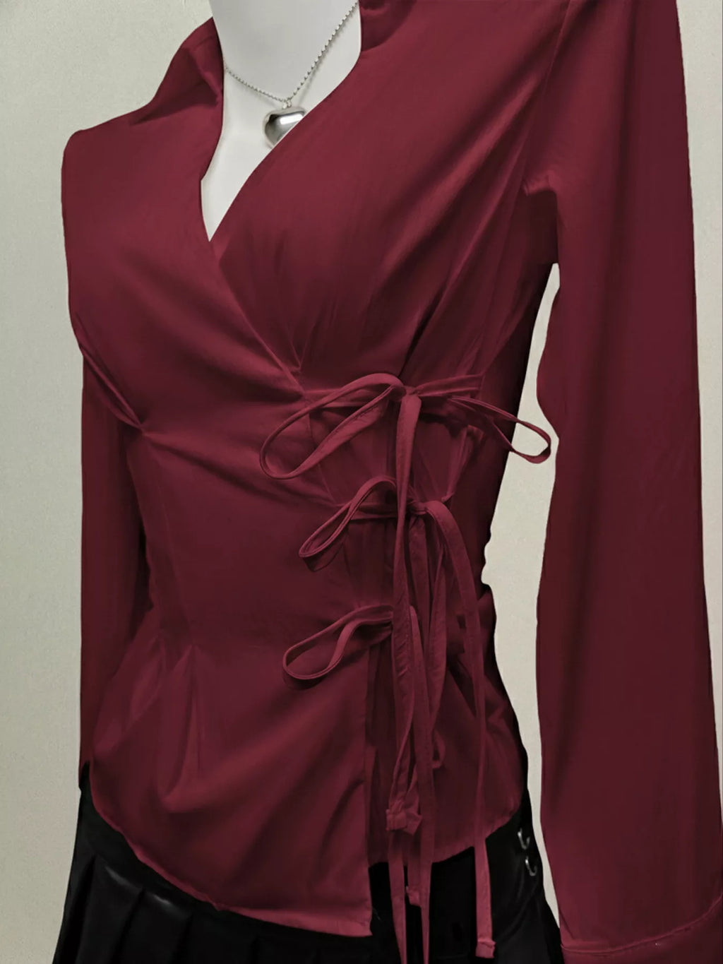 Side Tied Long Sleeve Shirt