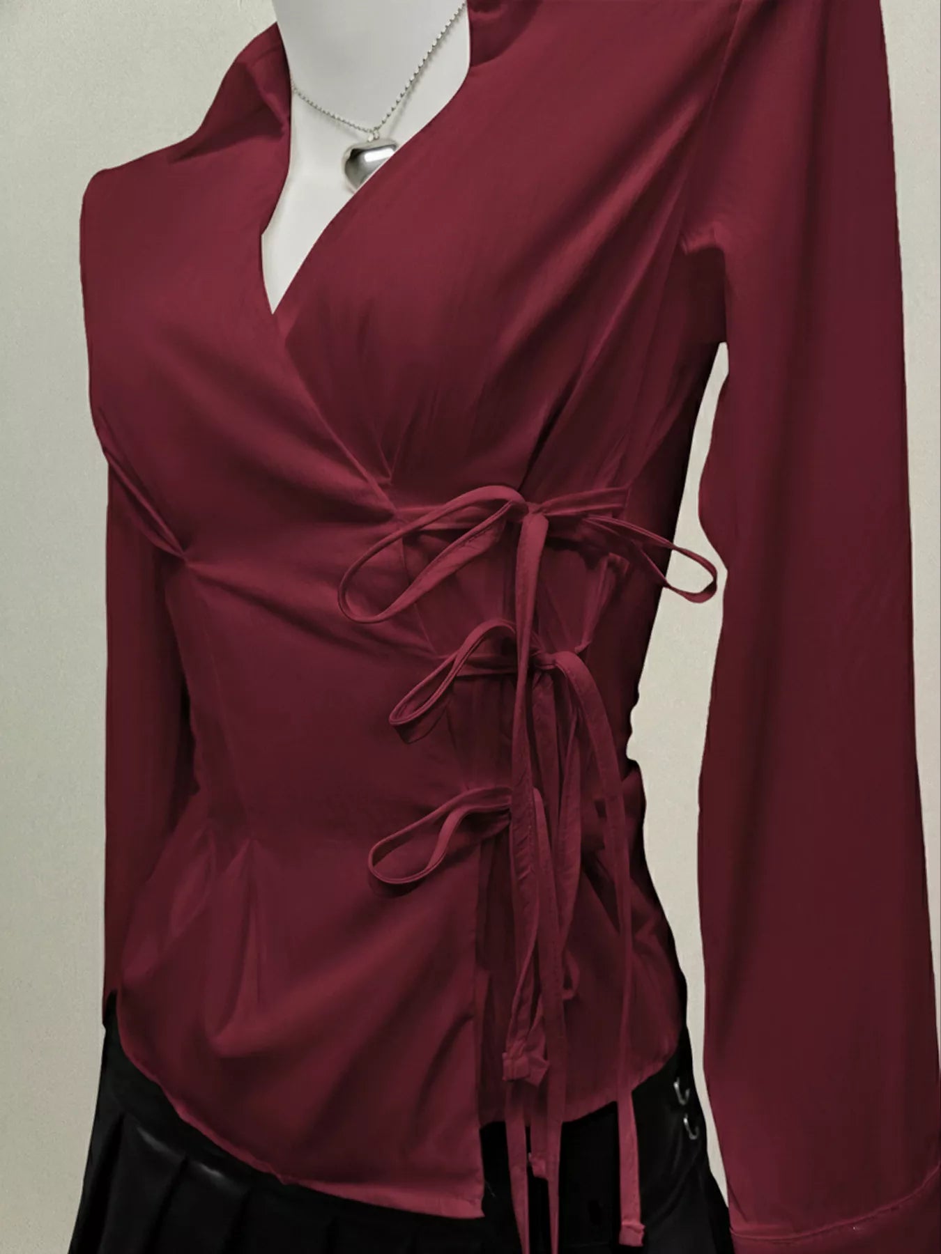 Side Tied Long Sleeve Shirt