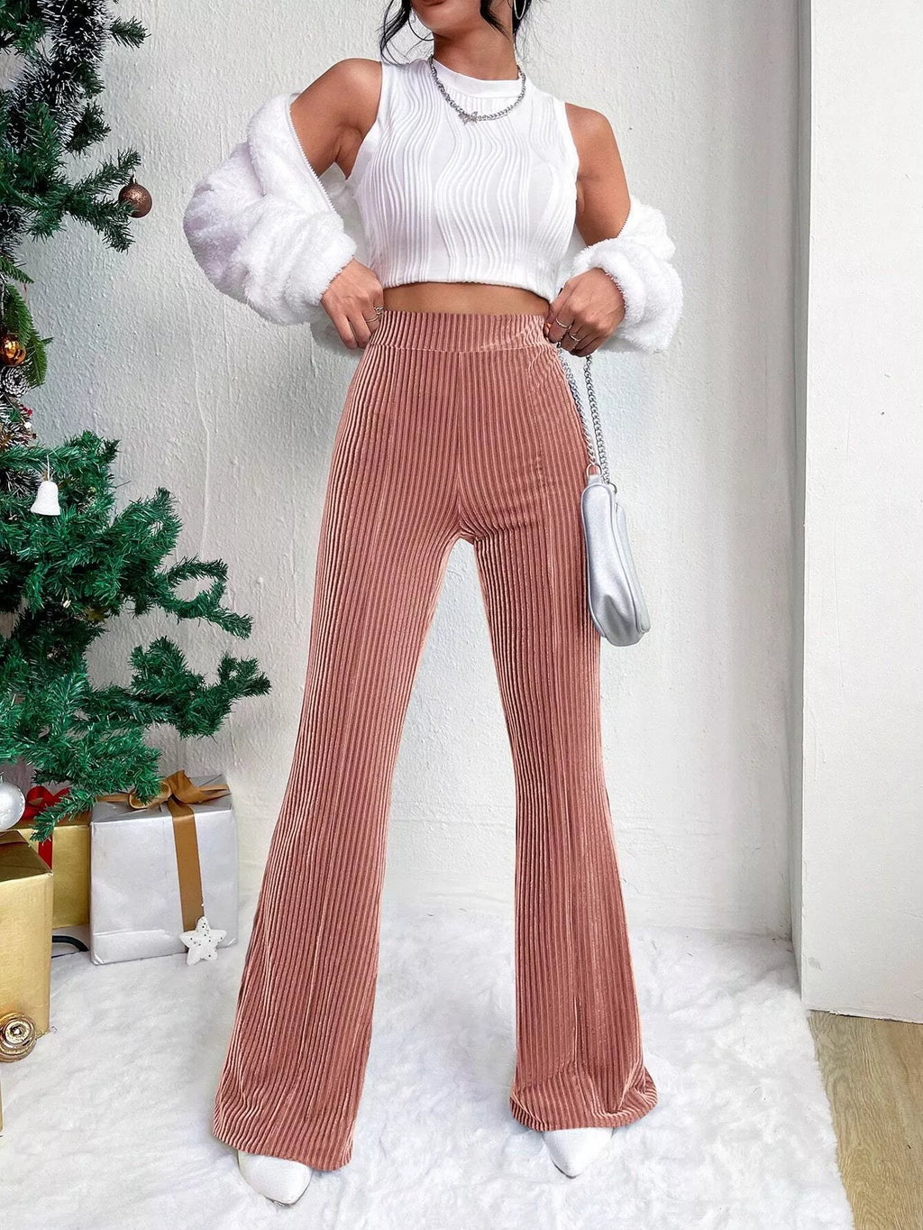 Corduroy High Waist Flare Pants