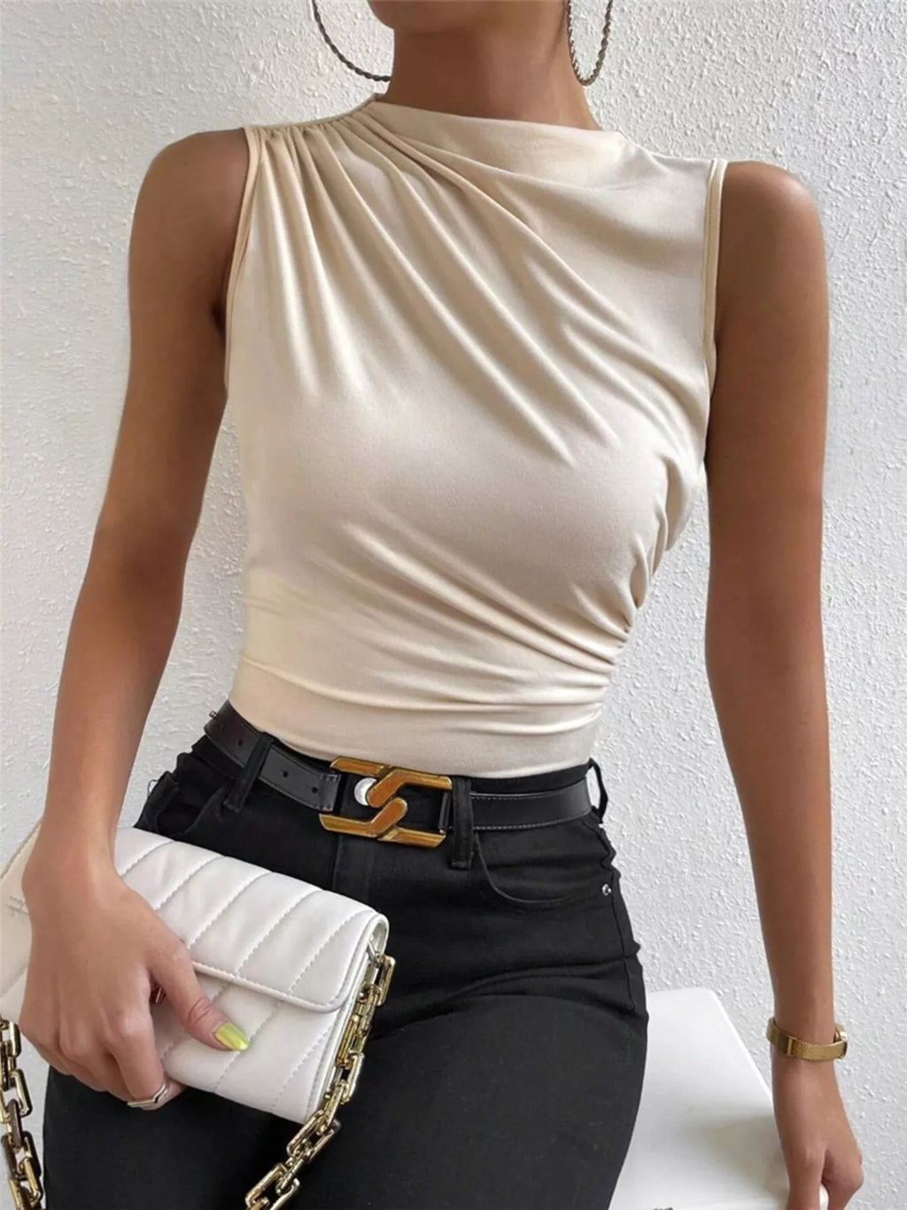 Ruched Solid Color Tank