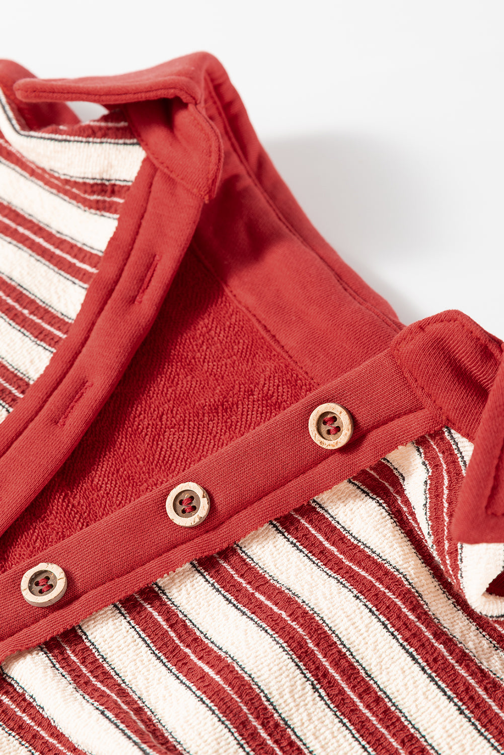 Stripe Buttoned Collared V-Neck Drop Shoulder Top