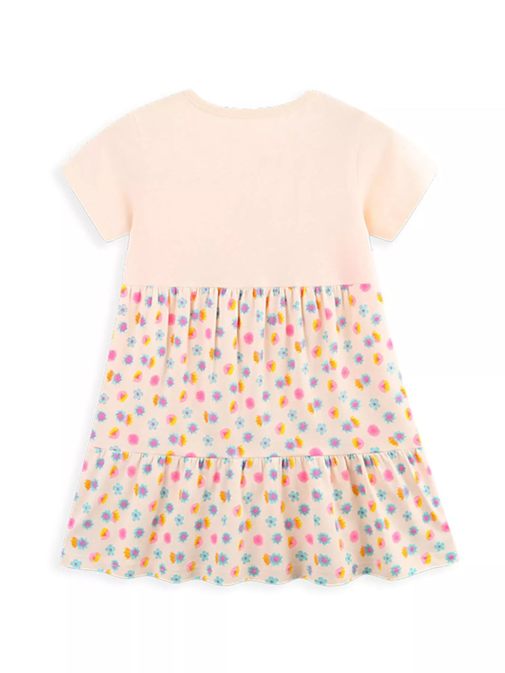 Children's Flamingo Print Tiered Casual Dress