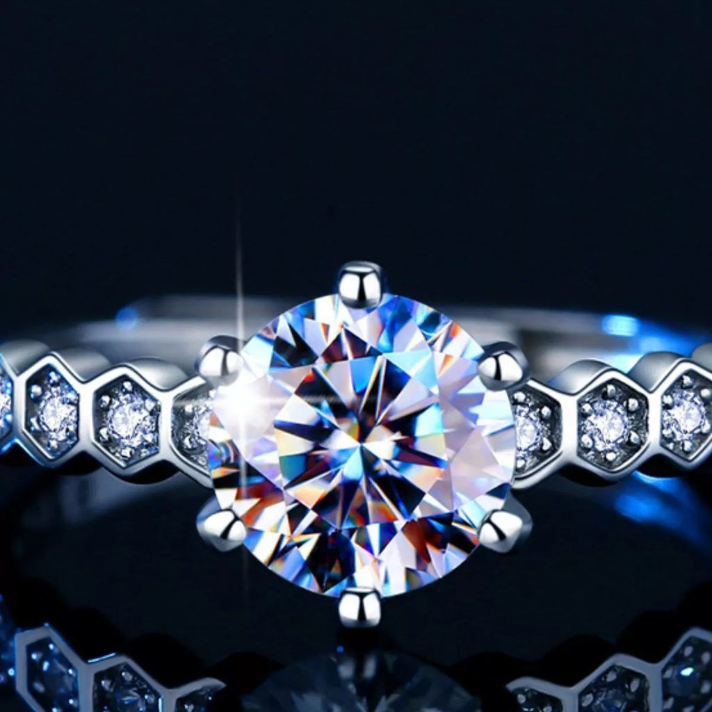 1 Carat Moissanite 925 Sterling Silver Ring
