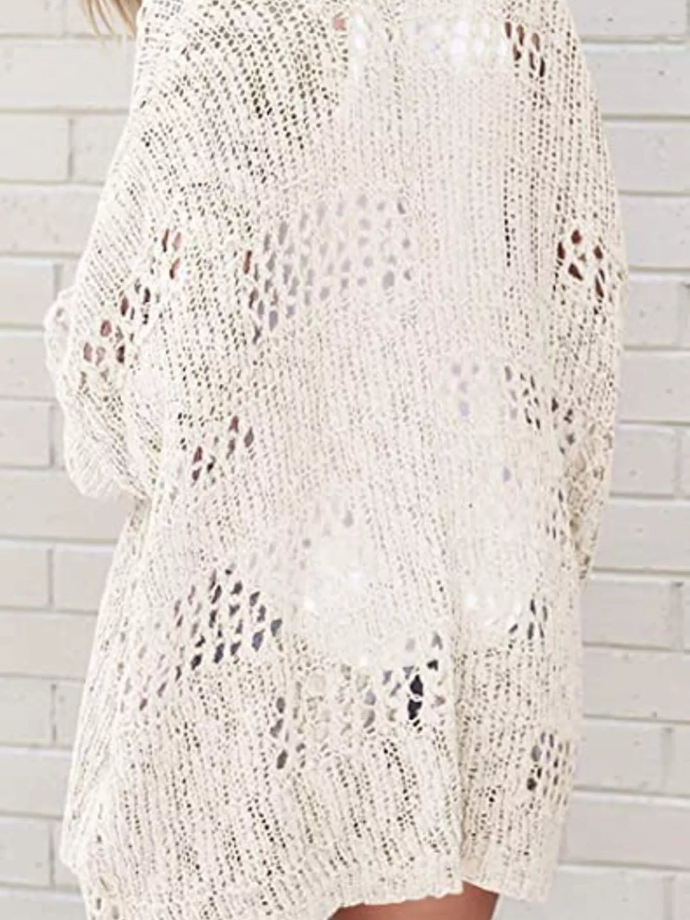 Full Size Openwork Open Front Lightweight Cardigan Plus Size