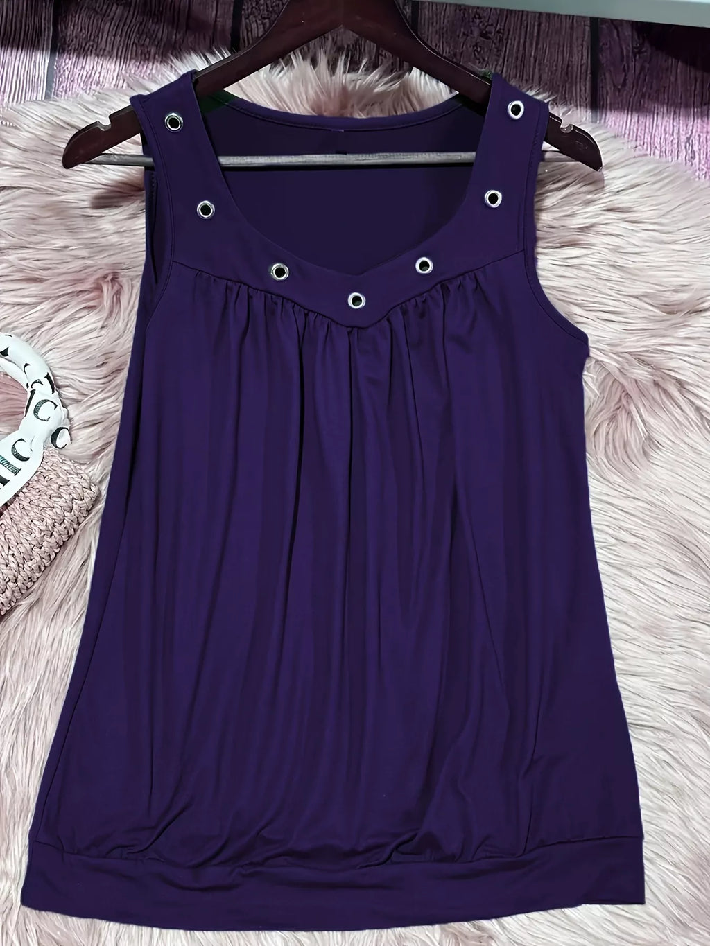 Eyelet Detail Ruched Tank