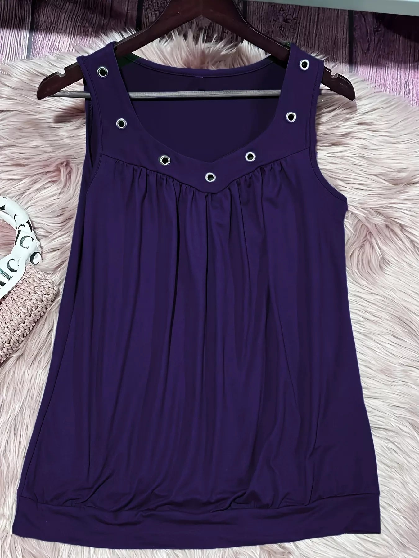 Eyelet Detail Ruched Tank