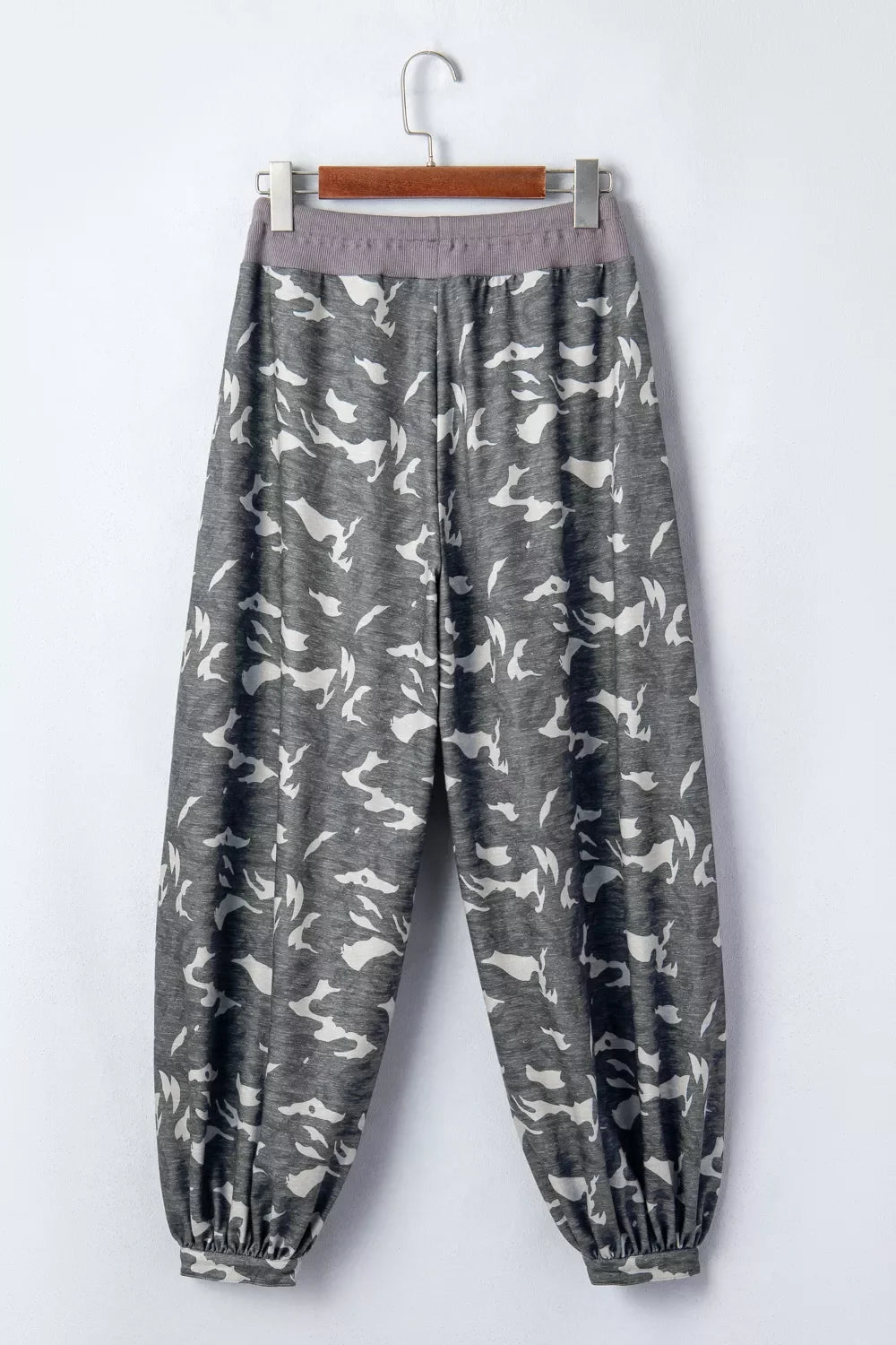 Multicolour Drawstring Contrast Waistband Camouflage Cargo Barrel Pants