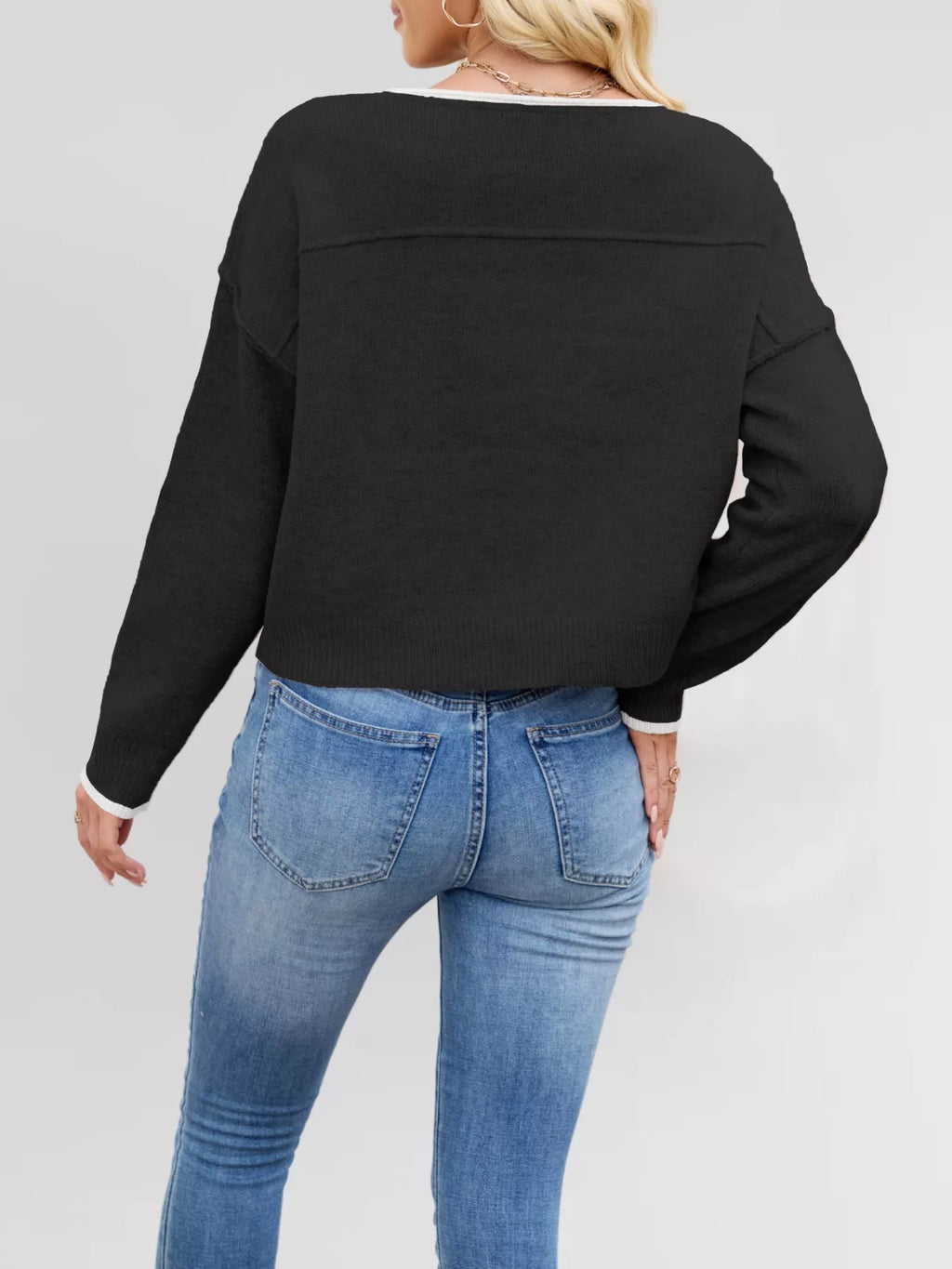 Round Neck Dropped Shoulder Sweater