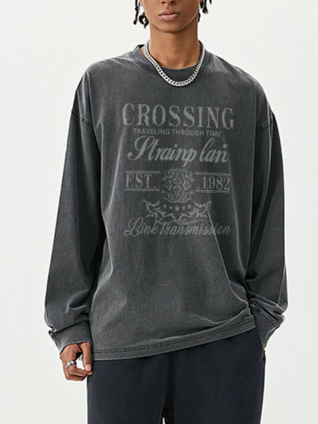 Men's Graphic Round Neck Long Sleeve T-Shirt