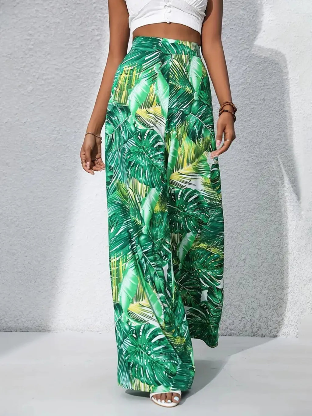Printed High Waist Wide Leg Pants
