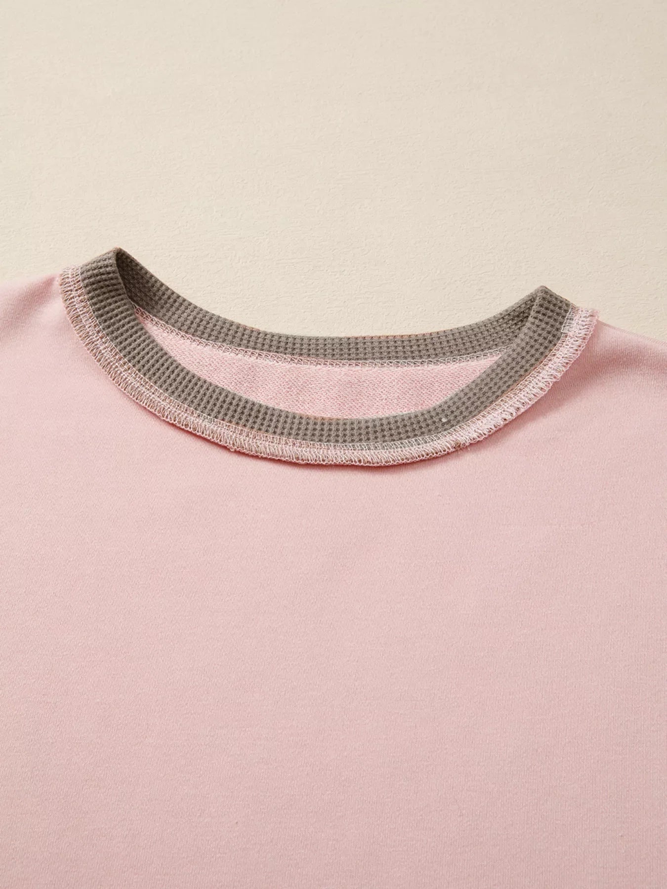 Color Block Mix Texture Waffle Patchwork Oversize Sweatshirt