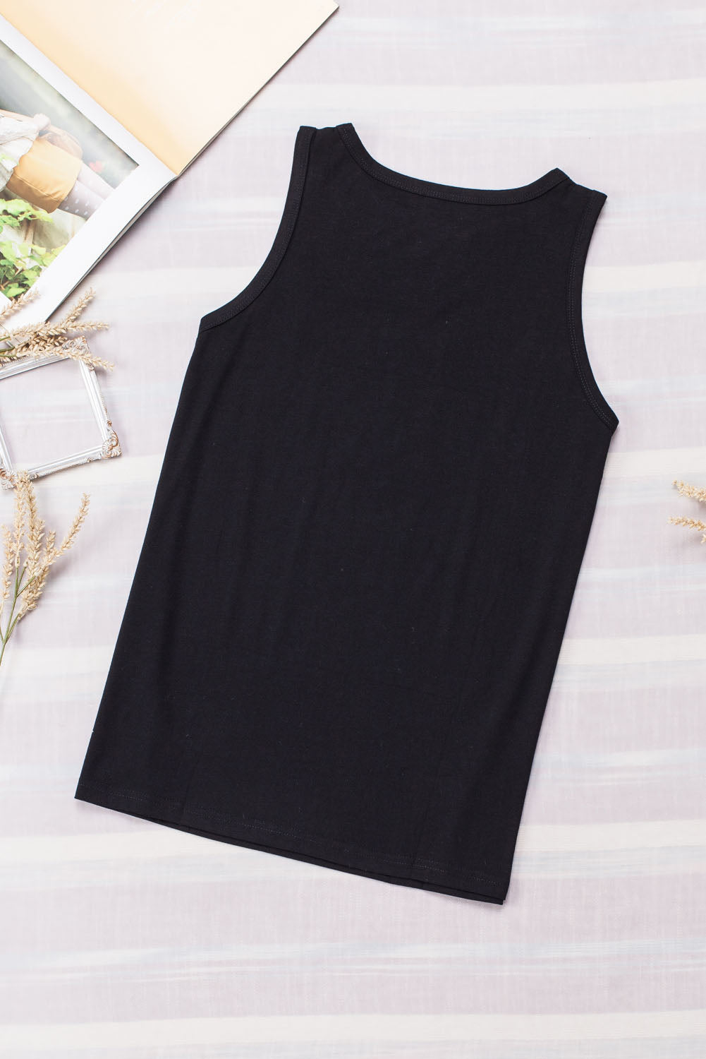 Black CHILL Graphic Print Tank Top
