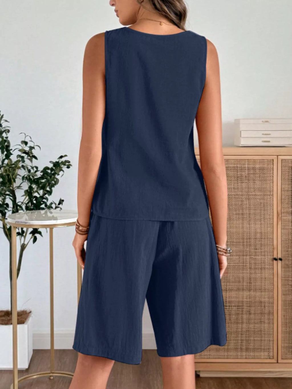 Round Neck Tank and Shorts Set