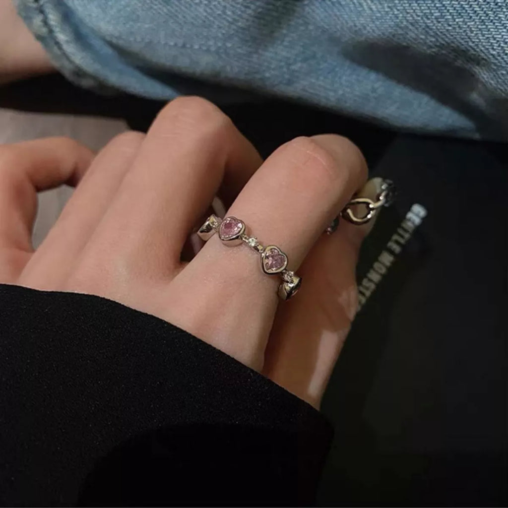 925 Sterling Silver Zircon Heart Ring