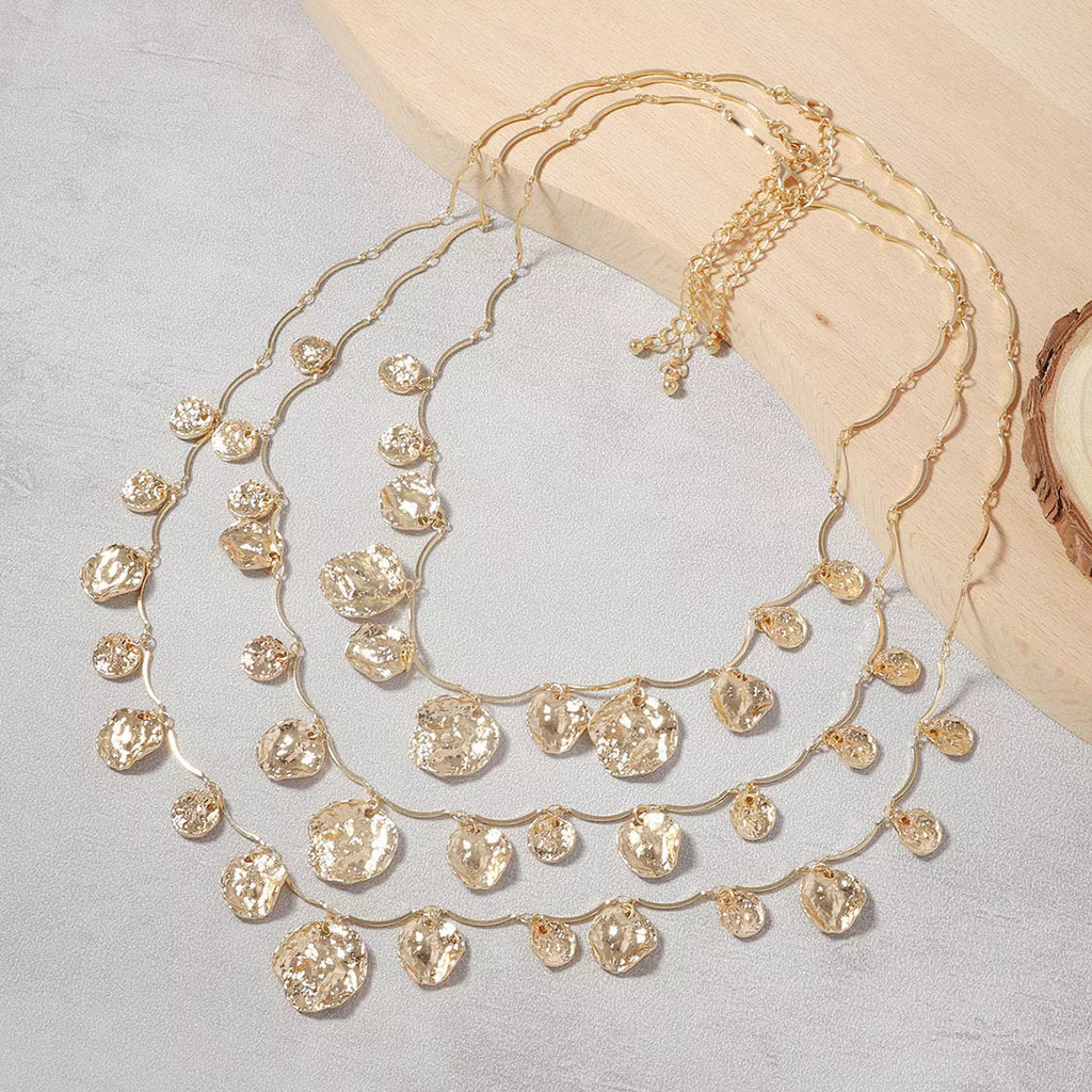 3-Piece 18K Gold-Plated Zinc Alloy Necklace