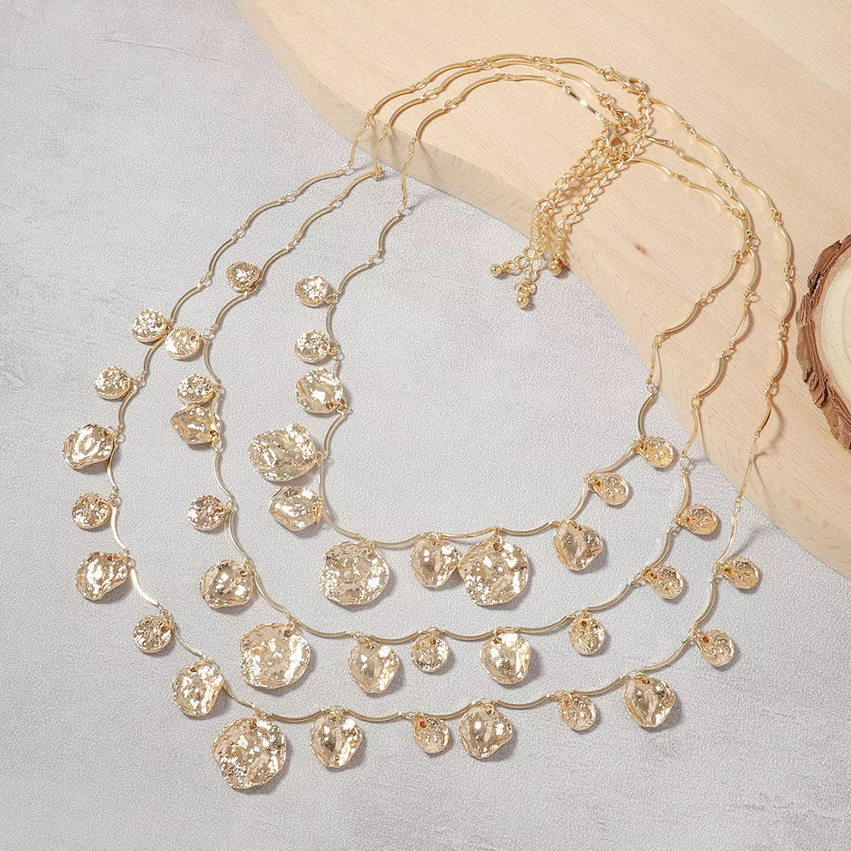 3-Piece 18K Gold-Plated Zinc Alloy Necklace