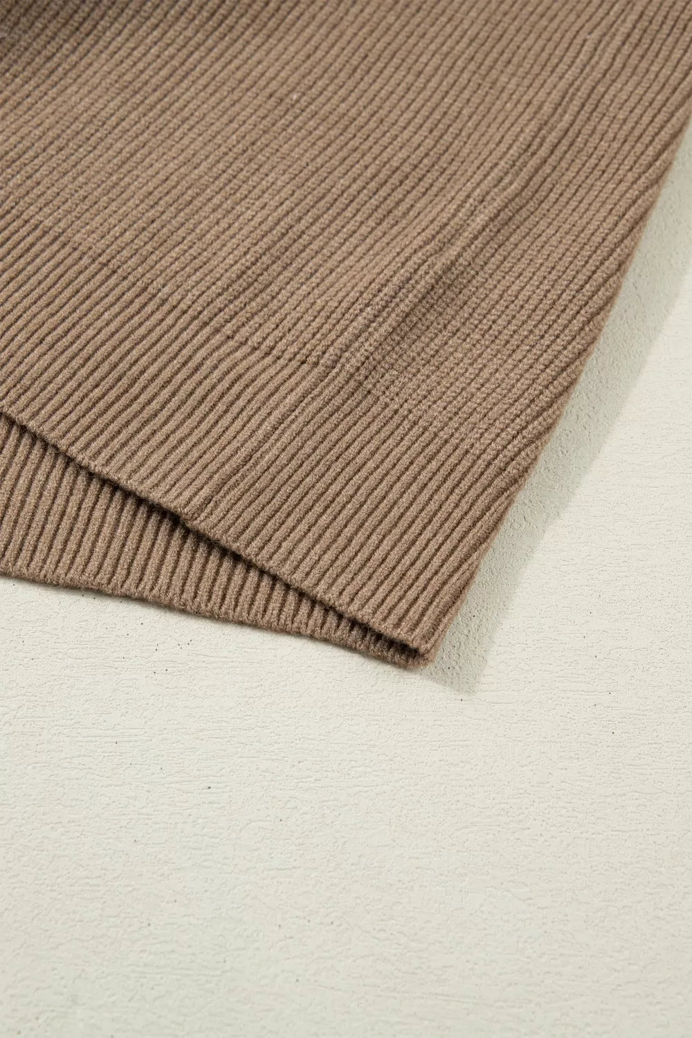 Solid Color Ribbed Knit Mock Neck Loose Sweater Vest
