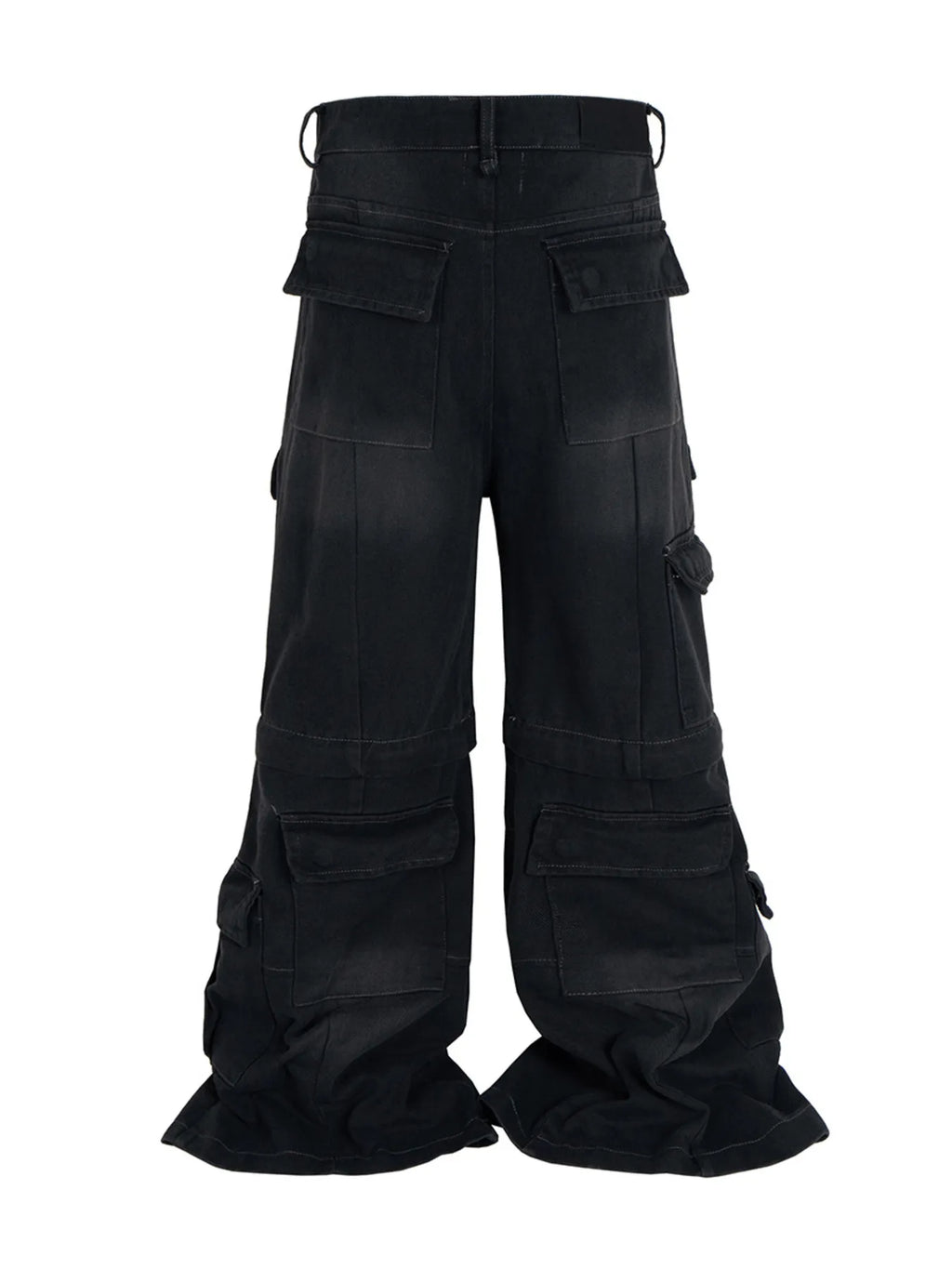 Men's Wide Leg Detachable Cargo Jeans with Multi-Pockets