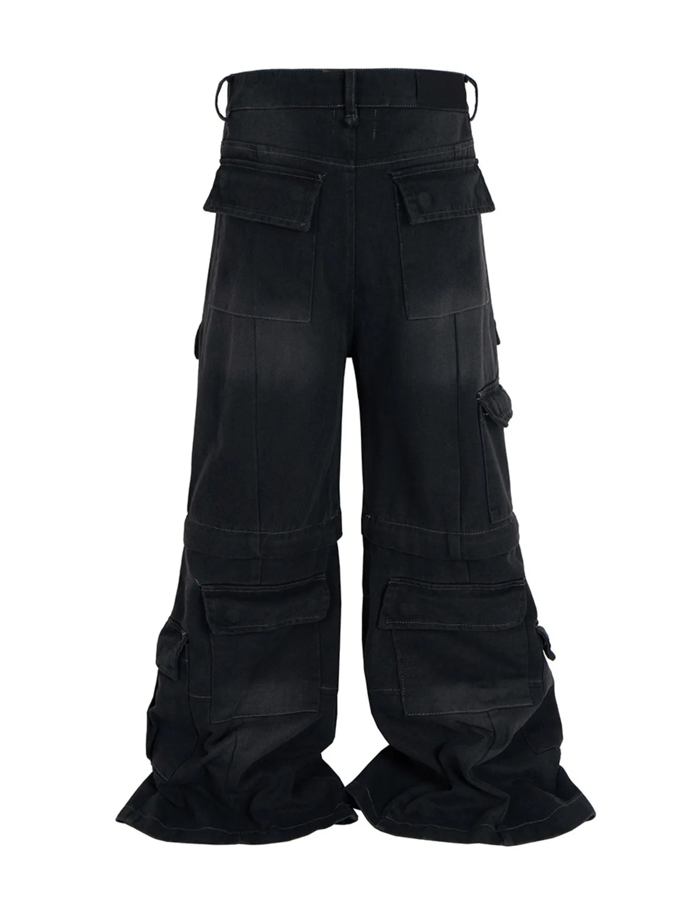 Men's Wide Leg Detachable Cargo Jeans with Multi-Pockets