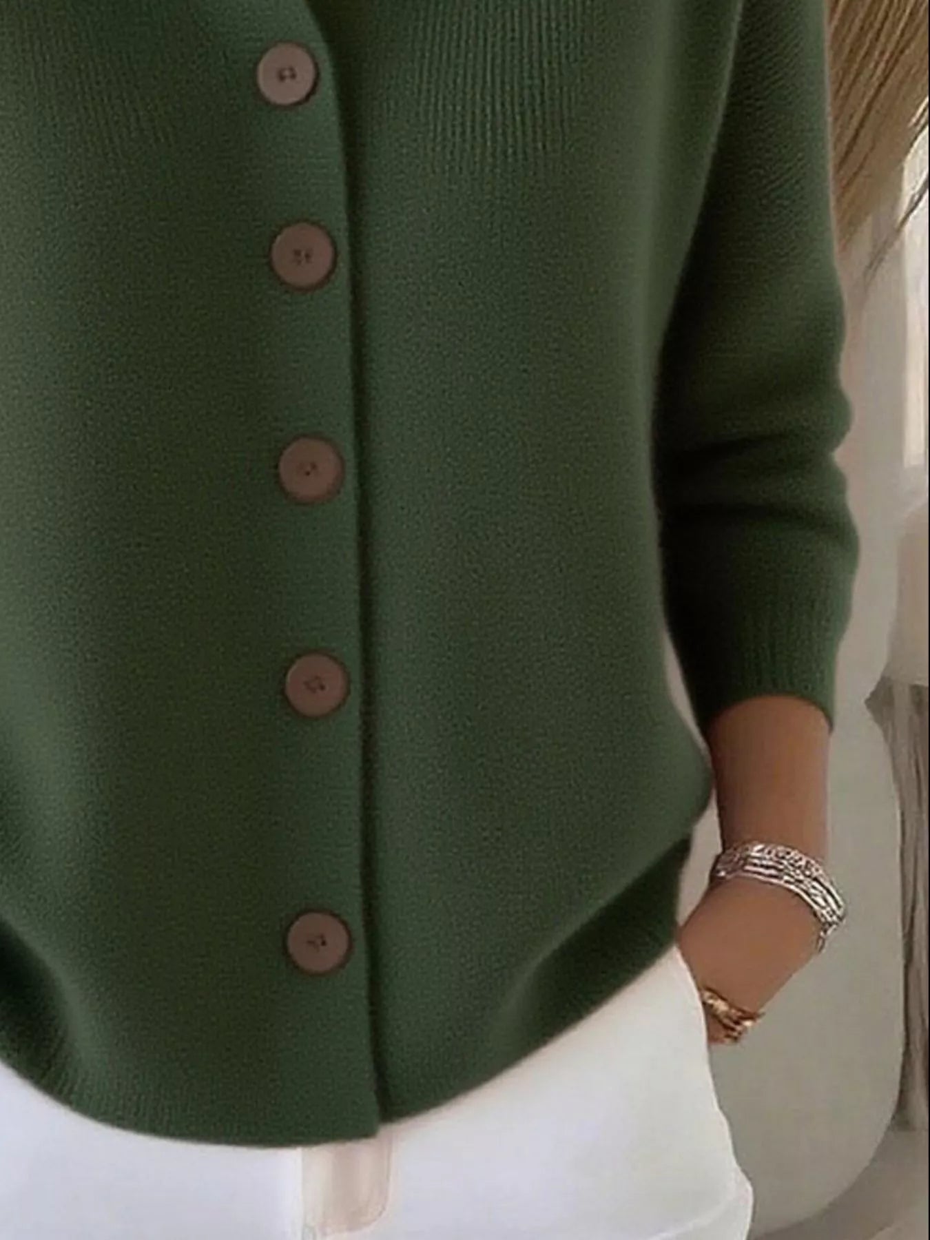 Full Size Button-Down Knit Cardigan Plus Size