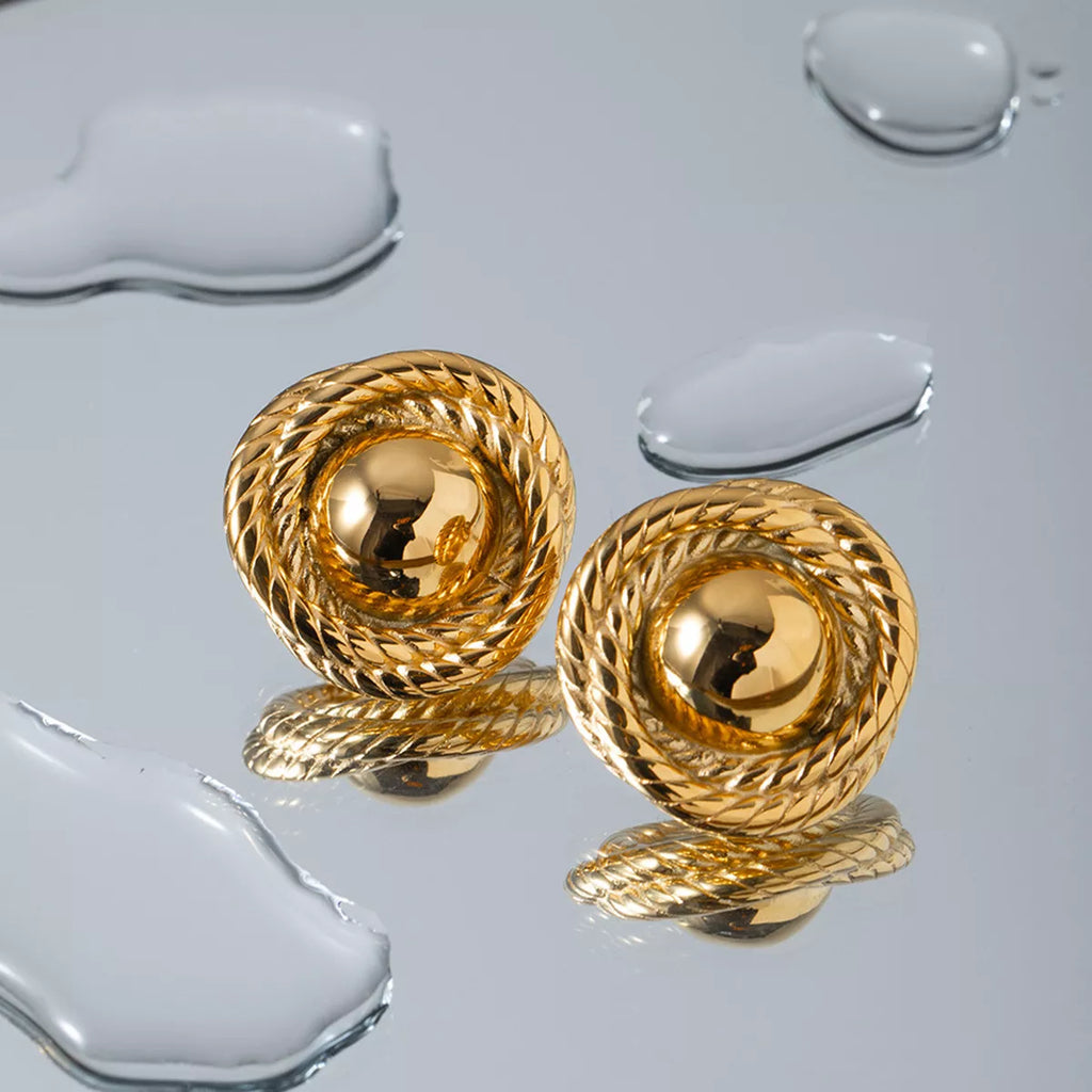Twisted Rope Circle Stud Earrings