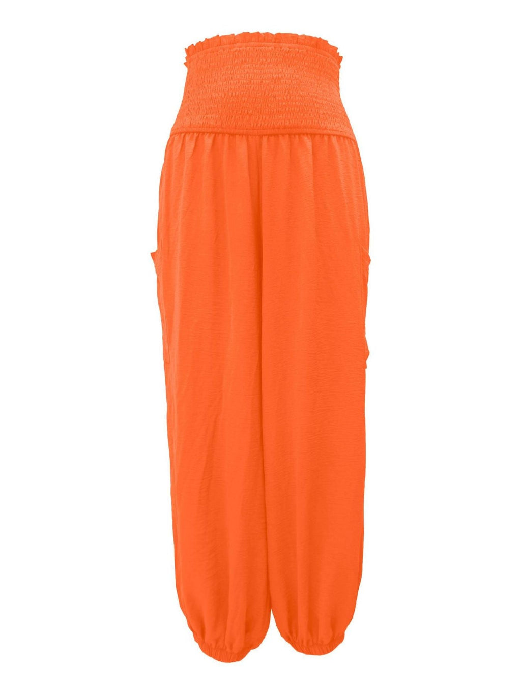 Full Size Smocked Waist Harem Pants with Pockets Plus Size