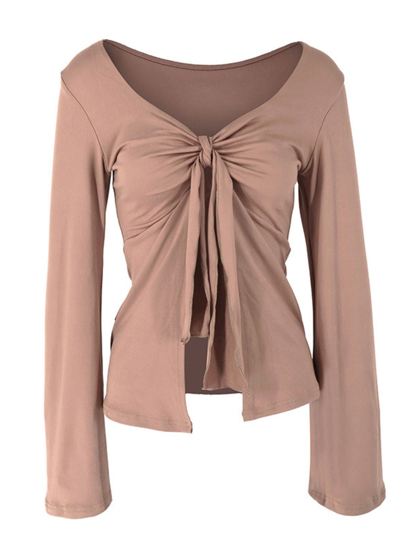 Tie-Front Long Sleeve T-Shirt