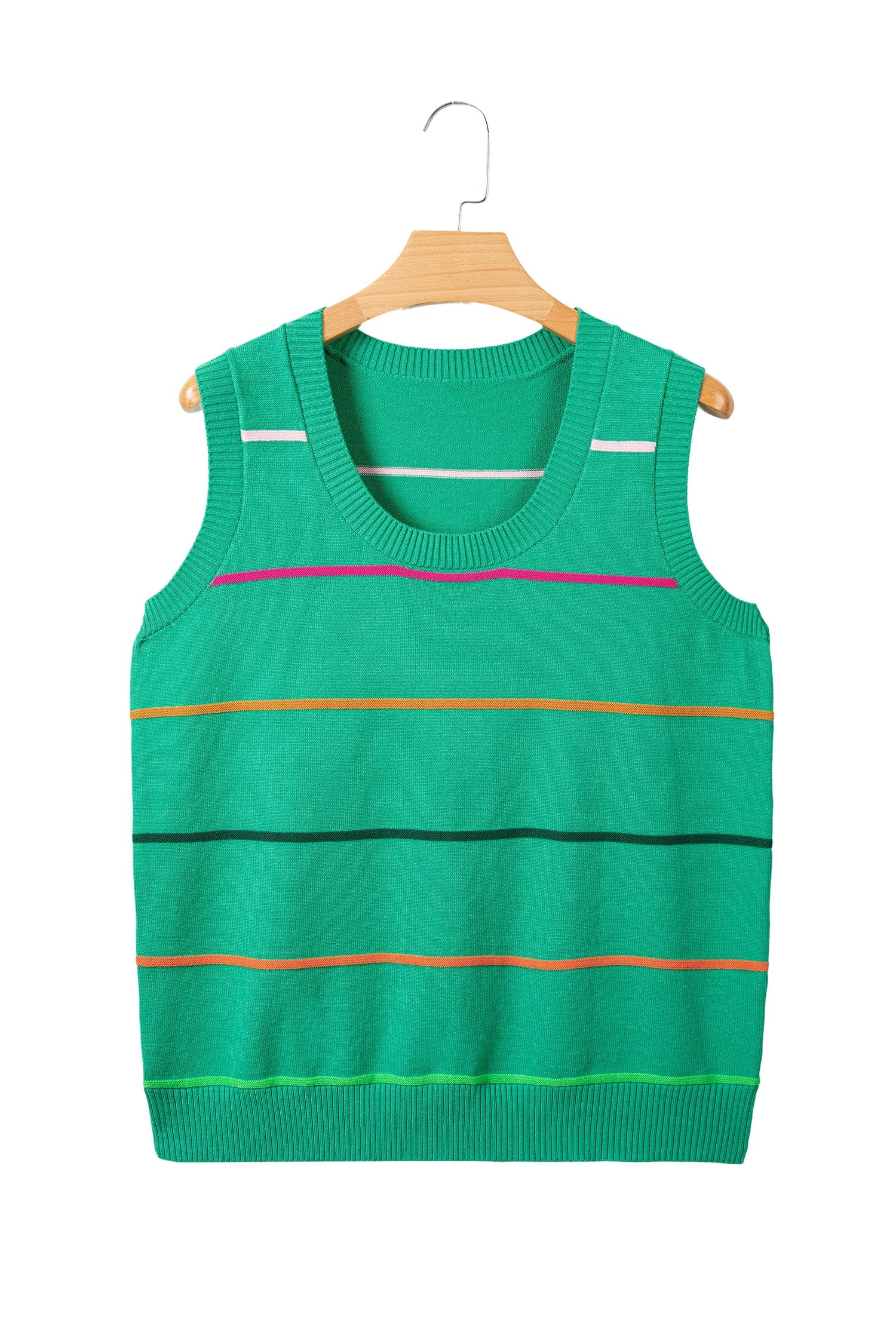 Stripe Round Neck Sleeveless Sweater Tank