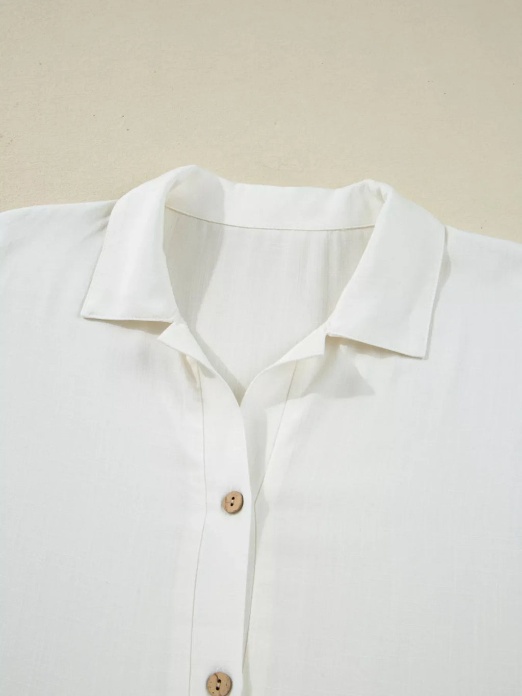 Ruffle Elastic Cuffs Puffy Long Sleeve Button Down Shirt