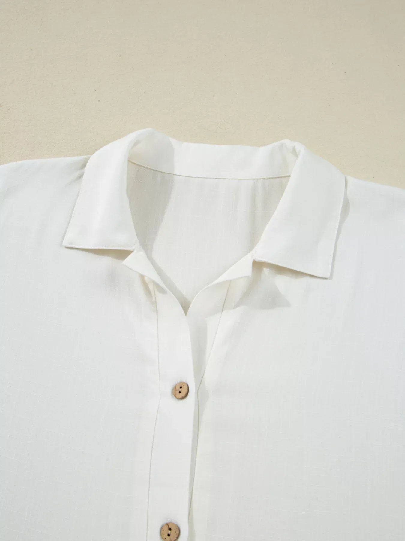 Ruffle Elastic Cuffs Puffy Long Sleeve Button Down Shirt