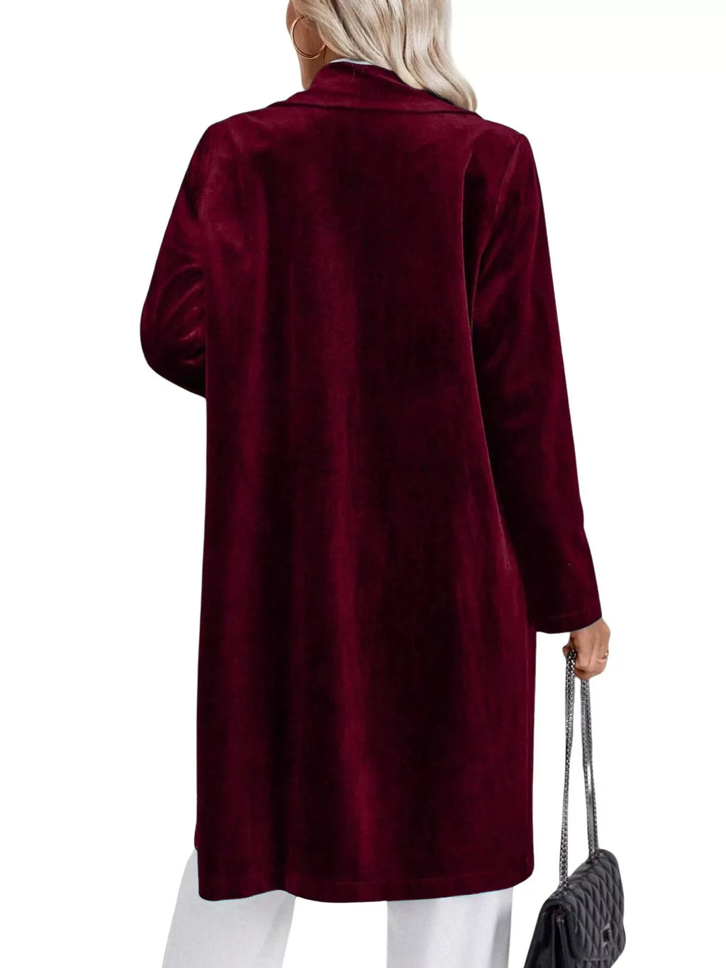 Lapel Collar Long Sleeve Longline Coat