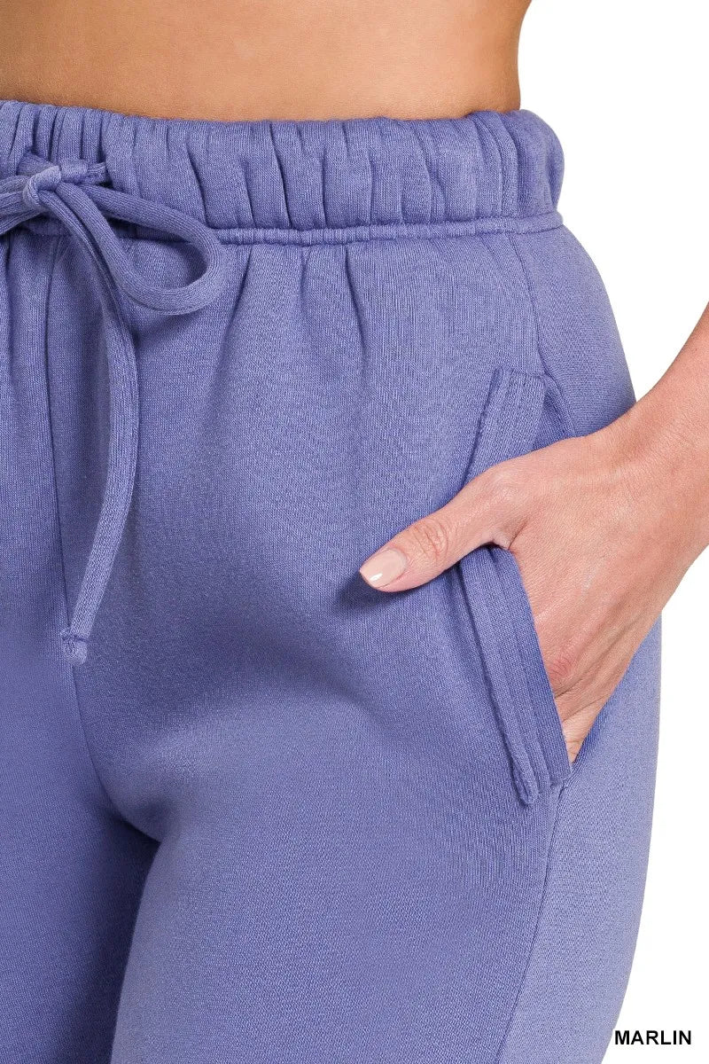 Zenana Fleece Drawstring Joggers With Pocket