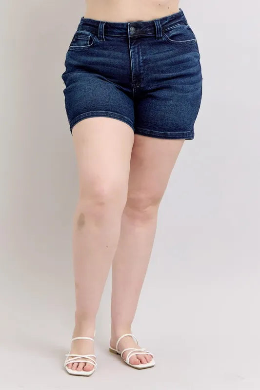 Judy Blue Full Size High Waist Back Flap Pocket Denim Shorts Plus Size