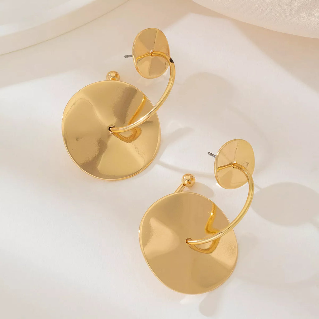 18K Gold-Plated Geometric Circle Drop Earrings