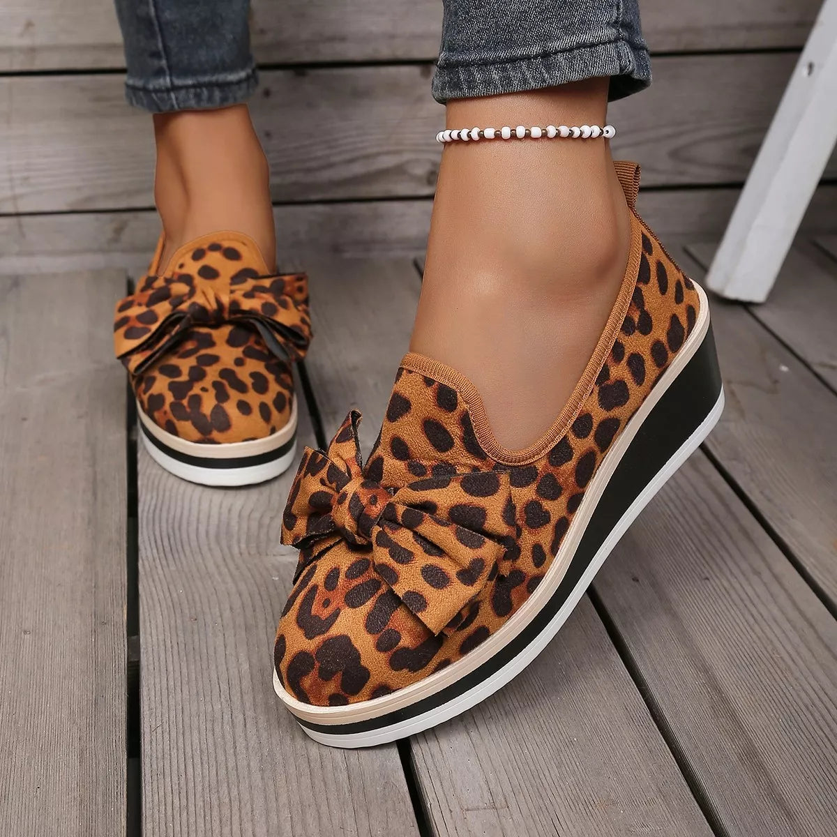 Leopard Print Platform Loafers